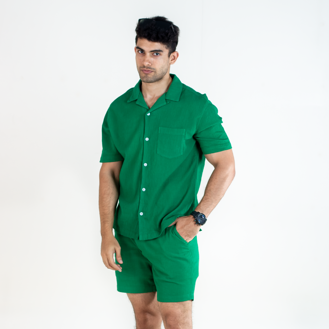 Men's Green Orange Co-ord Set