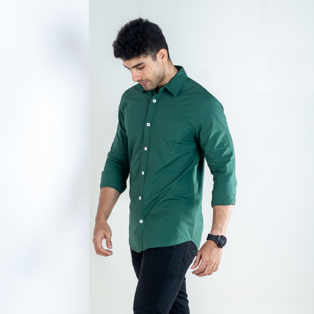 Men's Solid Green Shirt