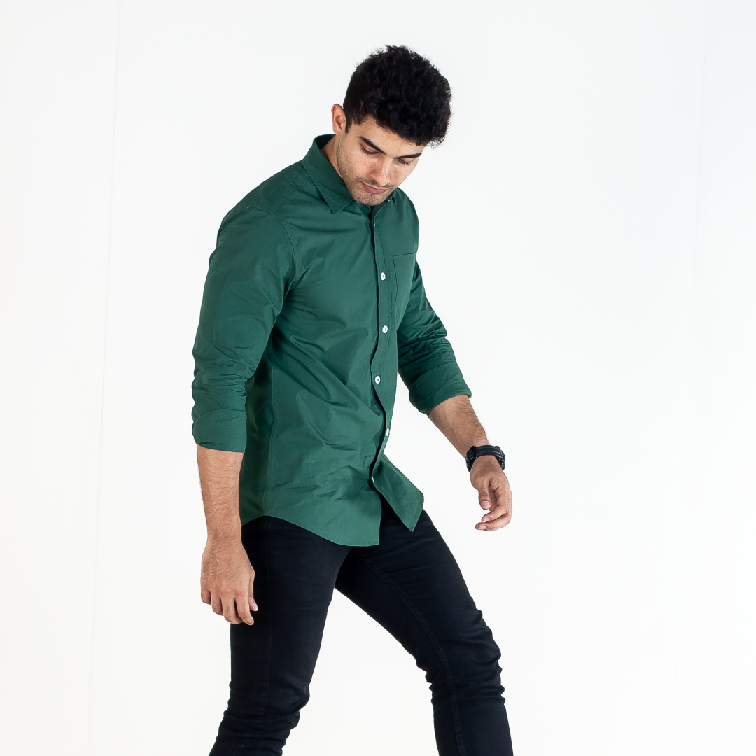 Men's Solid Green Shirt