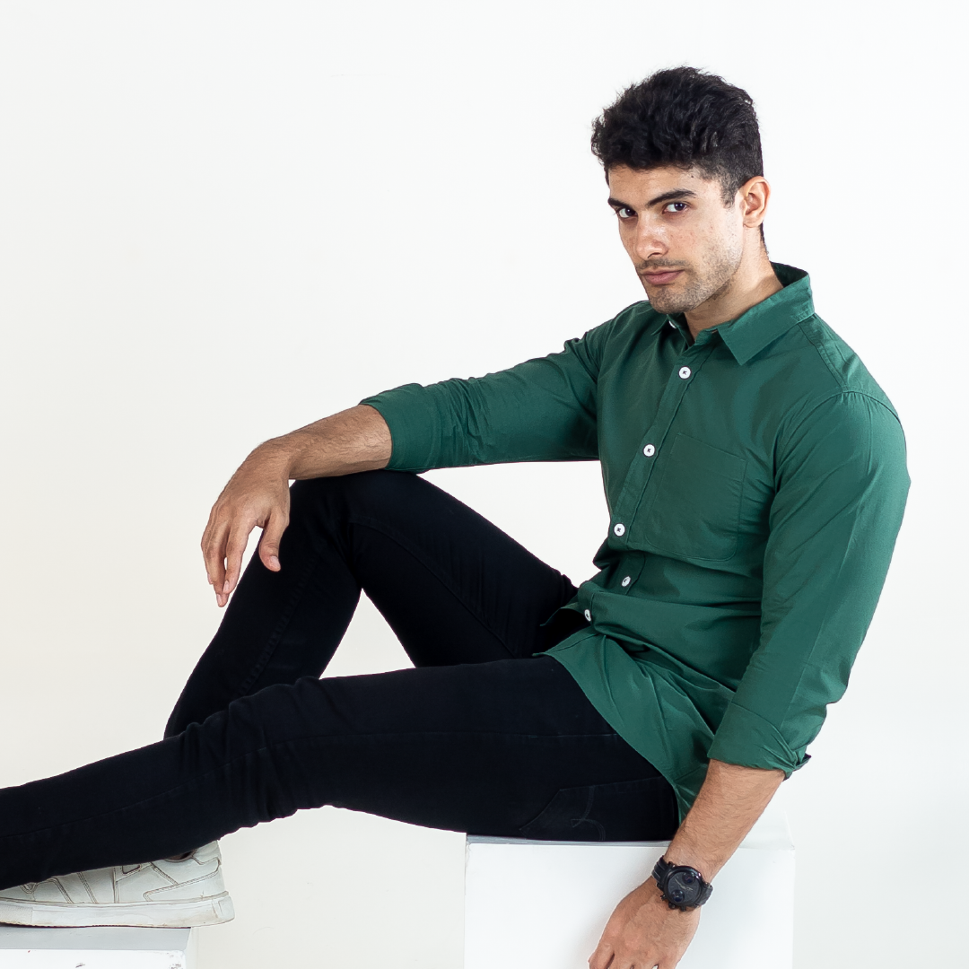 Men's Solid Green Shirt