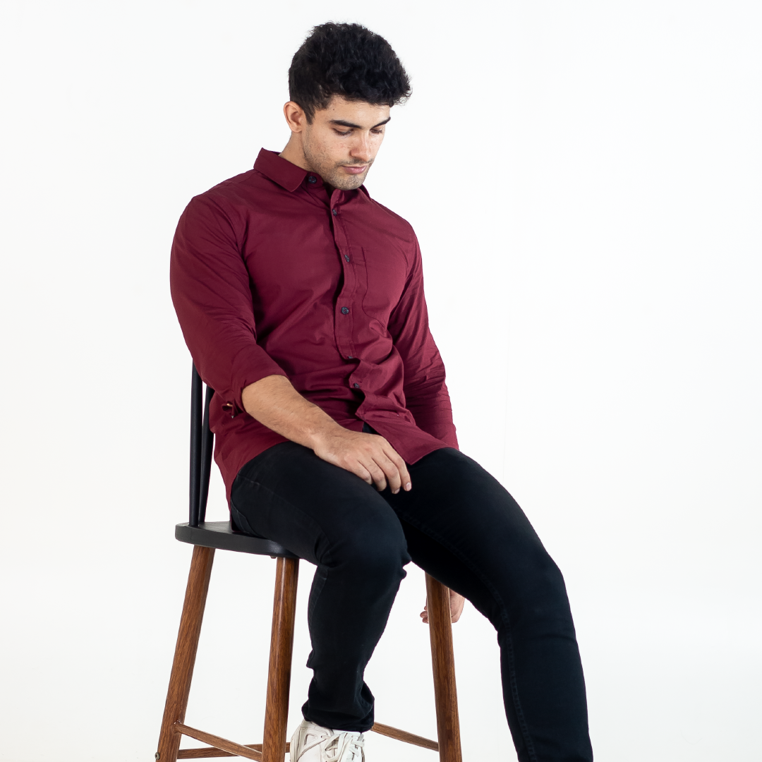 Men's Solid Maroon Shirt