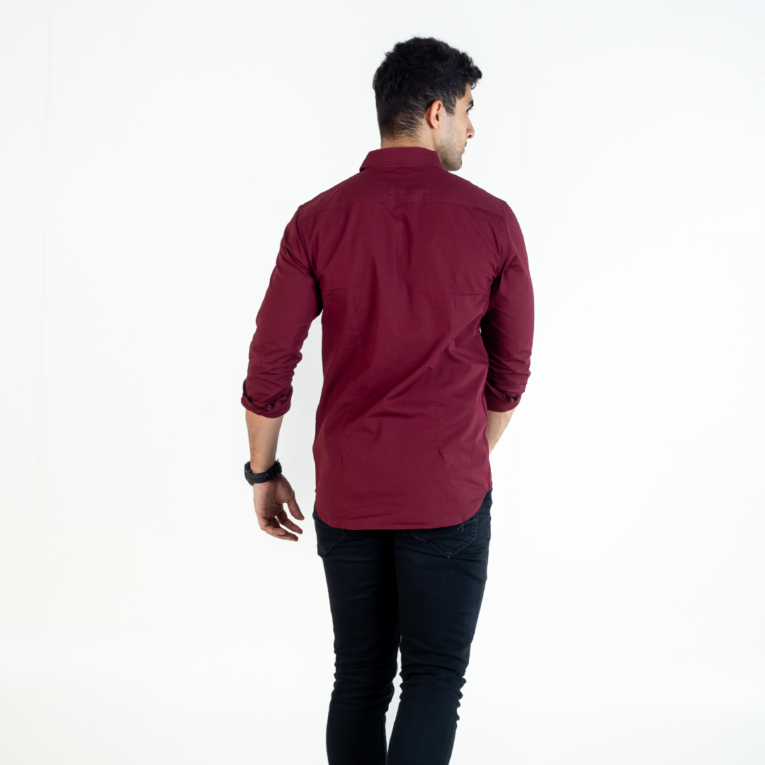 Men's Solid Maroon Shirt