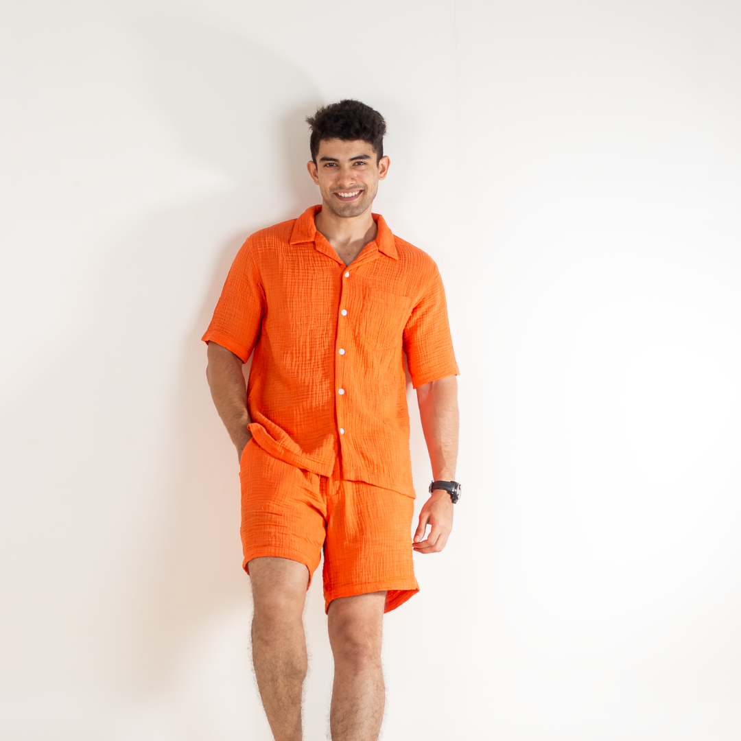 Men's Bright Orange Co-ord Set