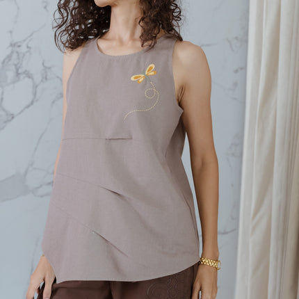 Biscuit Embroidered Top