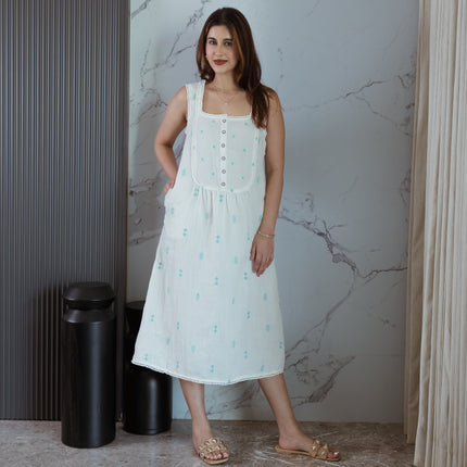 Vanilla Embroidered Dress