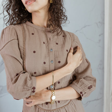 Biscuit Embroidered Dress