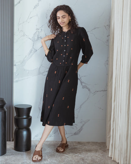 Charcoal Embroidered Dress
