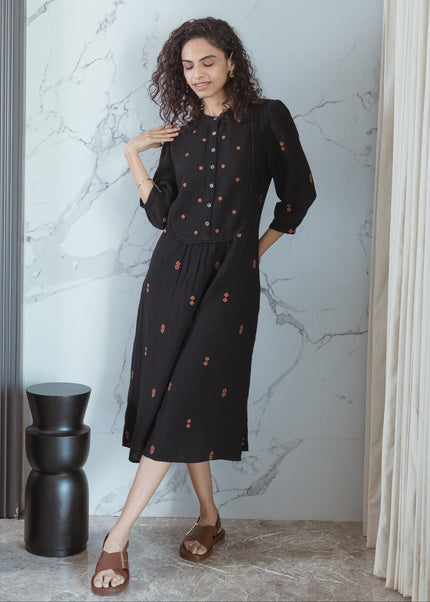 Charcoal Embroidered Dress