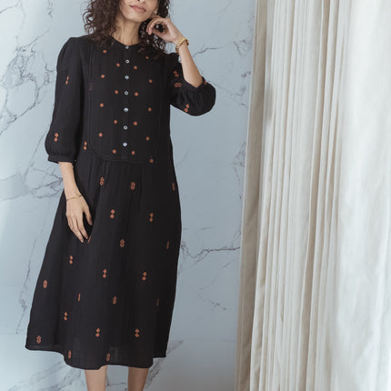 Charcoal Embroidered Dress