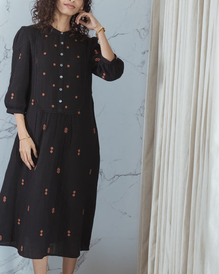 Charcoal Embroidered Dress