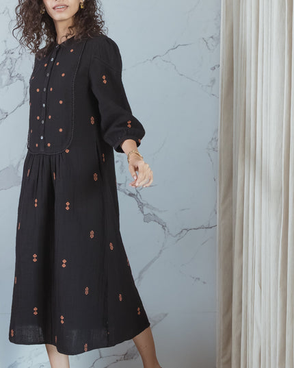 Charcoal Embroidered Dress