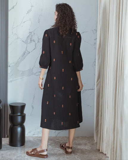 Charcoal Embroidered Dress