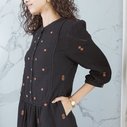 Charcoal Embroidered Dress