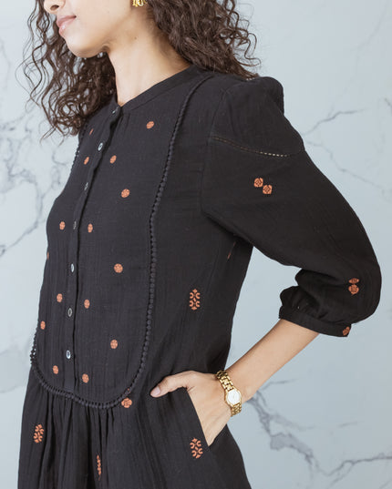 Charcoal Embroidered Dress