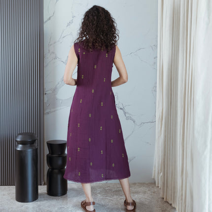 Wine Embroidered Dress