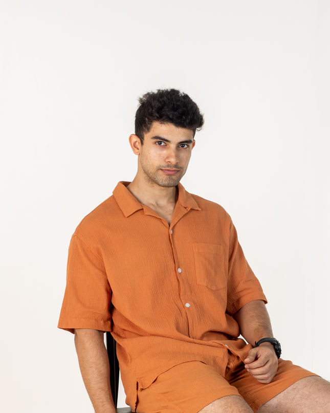 Rust Orange Men's Co-ord Shirt