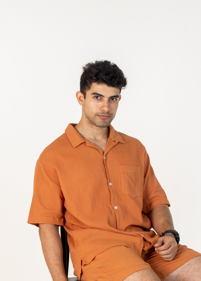 Rust Orange Men's Co-ord Shirt