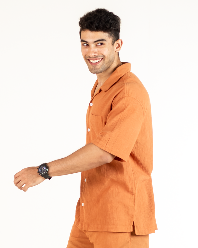 Rust Orange Men's Co-ord Shirt