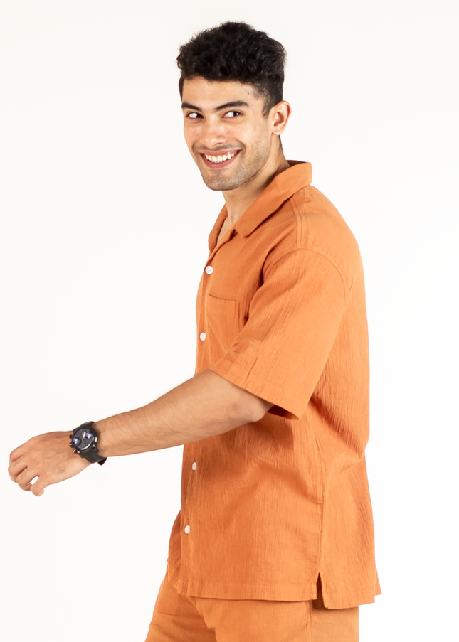 Rust Orange Men's Co-ord Shirt